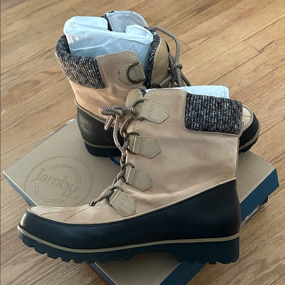 JBU Mendoza Knit💕Tan Sz 10 Womens Beige and Black Snow Boots - Picture 4 of 9